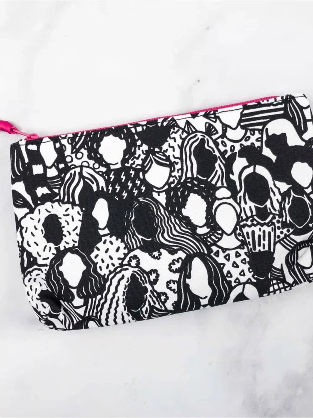 Ipsy Makeup Cosmetic Bag Black White Women Empowerment Print Zipper Pouch